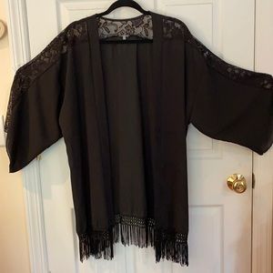 Beautiful Black Lace Kimono, XL